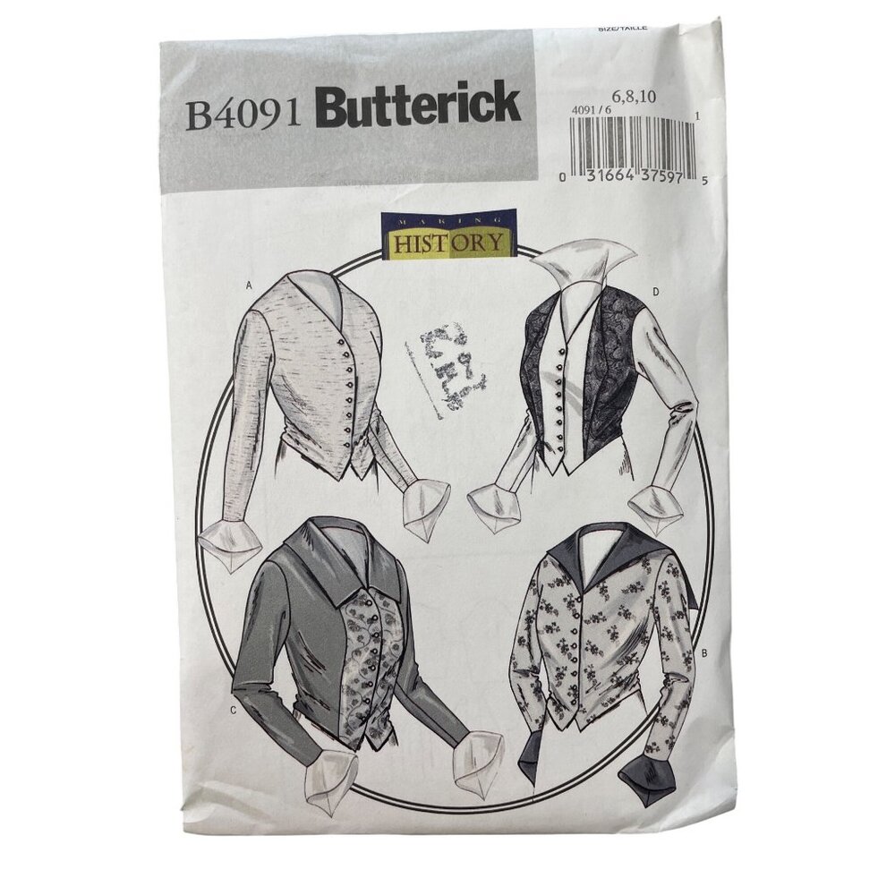 Butterick 1914 Basque Shirt Sewing Pattern Sizes 6 8 10 Historical UNCUT